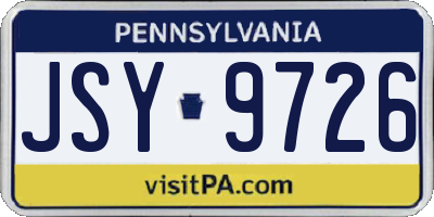 PA license plate JSY9726