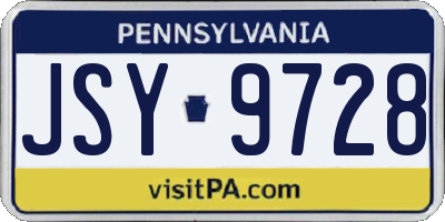 PA license plate JSY9728