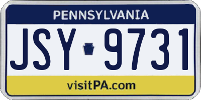 PA license plate JSY9731