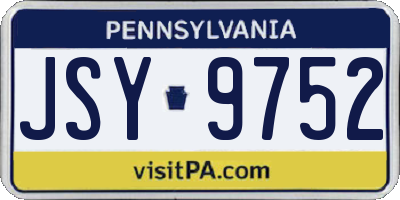 PA license plate JSY9752