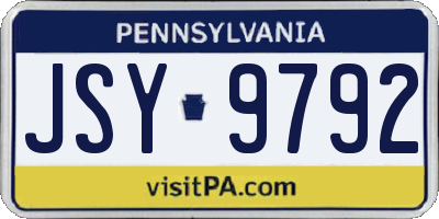 PA license plate JSY9792