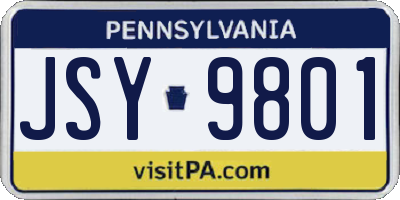 PA license plate JSY9801