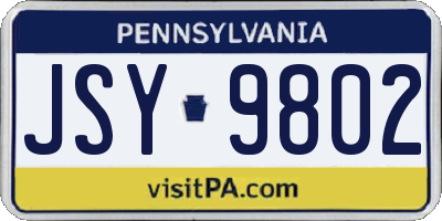 PA license plate JSY9802