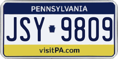PA license plate JSY9809