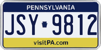PA license plate JSY9812