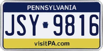 PA license plate JSY9816