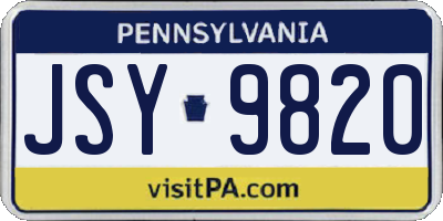 PA license plate JSY9820