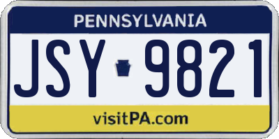 PA license plate JSY9821