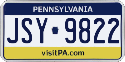 PA license plate JSY9822
