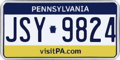 PA license plate JSY9824