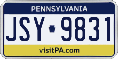 PA license plate JSY9831