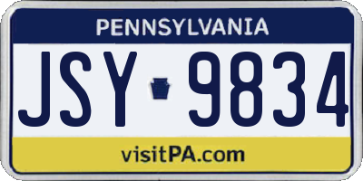 PA license plate JSY9834