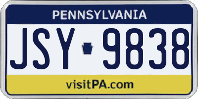 PA license plate JSY9838