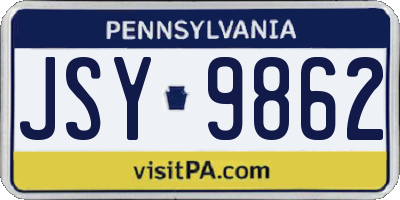 PA license plate JSY9862