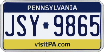 PA license plate JSY9865