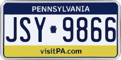 PA license plate JSY9866