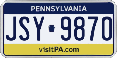 PA license plate JSY9870