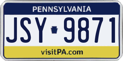 PA license plate JSY9871