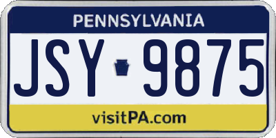 PA license plate JSY9875