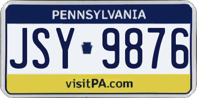 PA license plate JSY9876