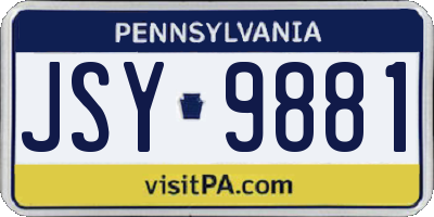 PA license plate JSY9881