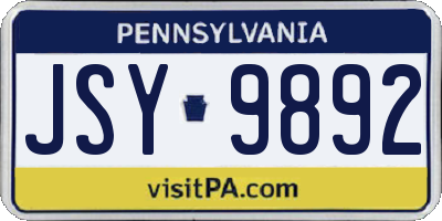 PA license plate JSY9892