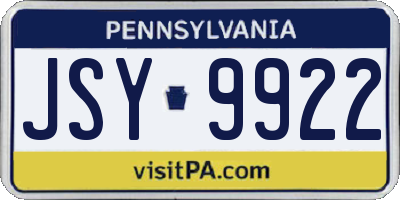 PA license plate JSY9922
