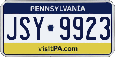 PA license plate JSY9923