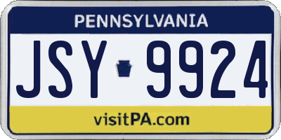 PA license plate JSY9924