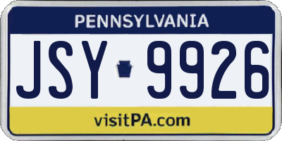 PA license plate JSY9926