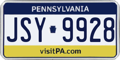 PA license plate JSY9928