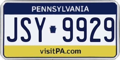 PA license plate JSY9929