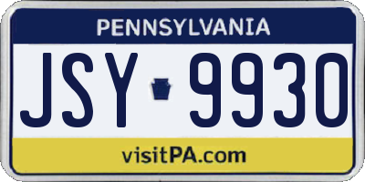 PA license plate JSY9930