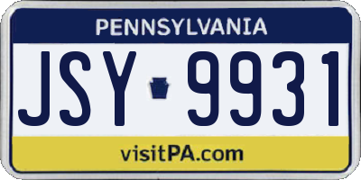 PA license plate JSY9931