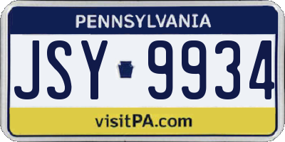 PA license plate JSY9934