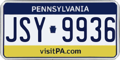 PA license plate JSY9936