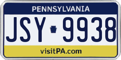 PA license plate JSY9938