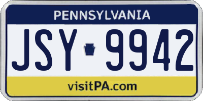 PA license plate JSY9942