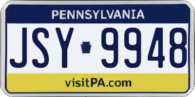 PA license plate JSY9948