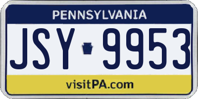 PA license plate JSY9953