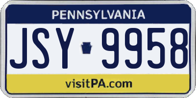 PA license plate JSY9958