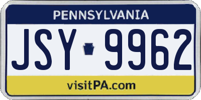 PA license plate JSY9962