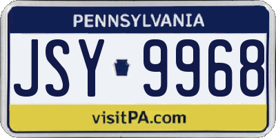 PA license plate JSY9968