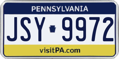 PA license plate JSY9972