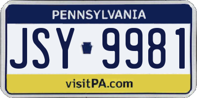 PA license plate JSY9981