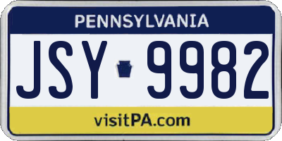 PA license plate JSY9982