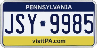 PA license plate JSY9985