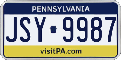 PA license plate JSY9987