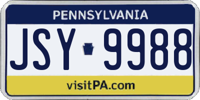 PA license plate JSY9988