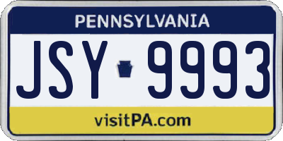 PA license plate JSY9993